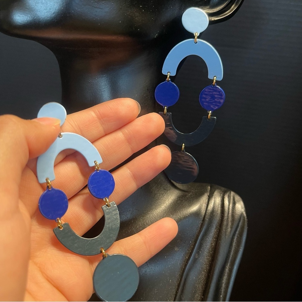 J.crew blue statement 3.5 inch dangle earrings